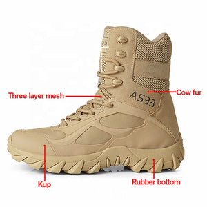 TACPRAC Sturdyarmor ODM Chile High-ankle Waterproof Wear Resistant Cross-border Sand Tactical Boots with side zipper (7975181254913)