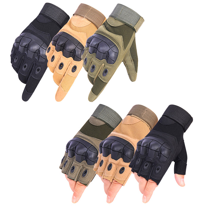 TACPRAC Trekking Safety Survival Tool Black Green Hiking Hard Knuckle Protective Gloves Tactical (7975983120641)