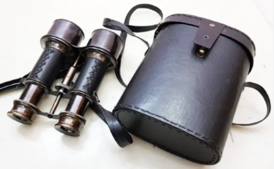 NAUTICAL Admiral Leather Brass Binocular With Vintage Style Case (7972878844161)